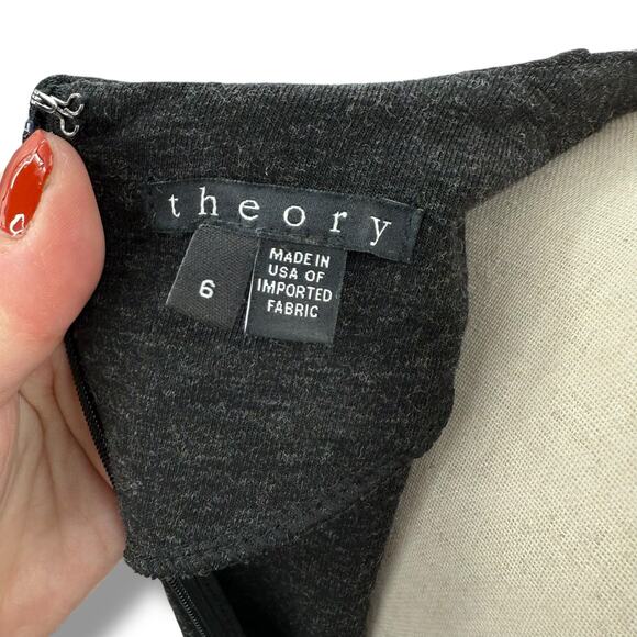 Theory Gray Wool dress Size 6 Long Sleeve Graphite Heather Fit & Flare EUC - Picture 9 of 9
